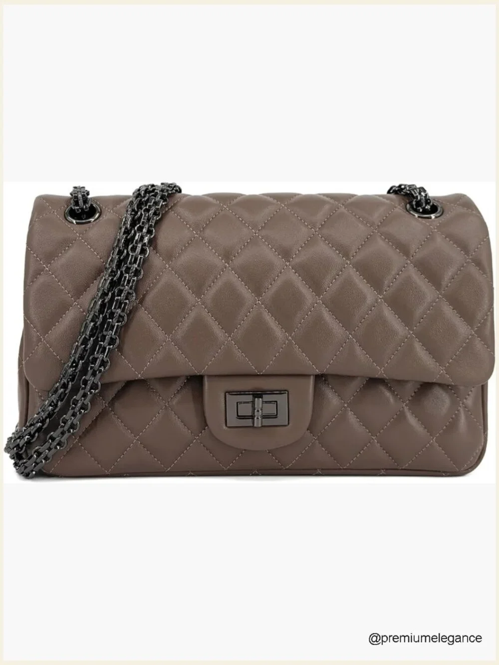 Quilted Lambskin Leather Crossbody Bag with Chain Strap Adjustable Flap Purse